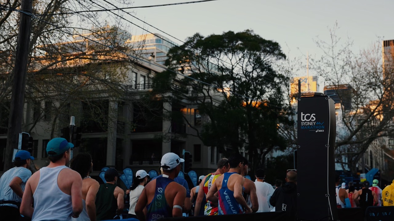 Athletes racing at a marathon event